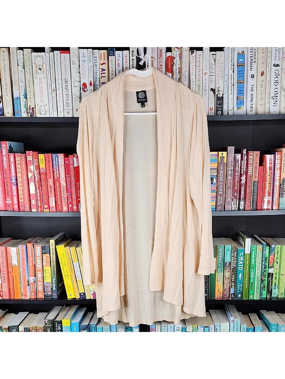 Bobeau Apricot Cream Draped Cardigan